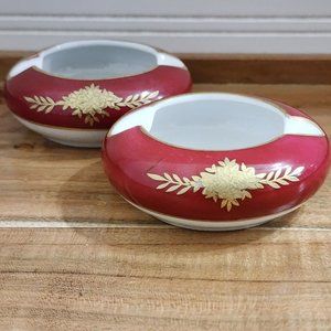 Coronation by Craftsman China Made in Japan Small Ashtray set magenta gold
